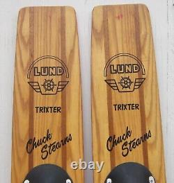 1960s Vtg LUND Chuck Stearns TRIXTER 48 TRICK WATER SKIS Excellent Condition