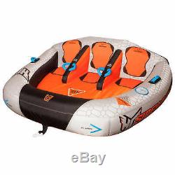 1 2 3 Person HO Sports Sidewinder 3 Towable Water Ski Tube Boat with Rope & Pump