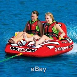 2-Person Rider Coupe Cockpit Towable Tow Tube Floating Lounge Sports Boat Red
