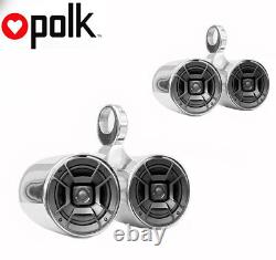 2x Twin Polished Wakeboard Speaker Polk DB652 300W Marine Speaker W Free Covers