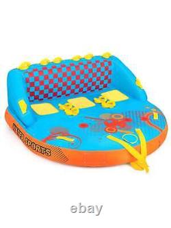 3-Person inflatable Rider Towable Tube for Boating With Heavy-Duty Nylon Cover