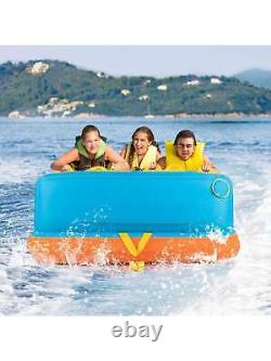 3-Person inflatable Rider Towable Tube for Boating With Heavy-Duty Nylon Cover