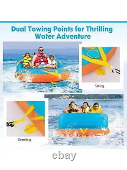 3-Person inflatable Rider Towable Tube for Boating With Heavy-Duty Nylon Cover