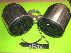 6.5 Wakeboard Tower Boat Speaker Pods Marine Stereo Cans Polished WITH SPEAKERS