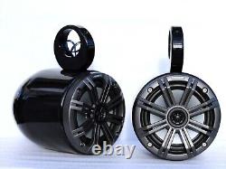 6.5in Black Coated Aluminum Wakeboard Speaker Pods Enclosures in Pair