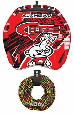 AIRHEAD AHGF-3 G-Force 3 Triple Rider Inflatable Towable Tube with 60' Tow Rope