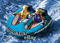 AIRHEAD AHM2-2 Mach 2 Inflatable Double Rider Cockpit Towable Lake Water Tube