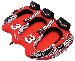 AIRHEAD AHVI-F3 Viper 3 Triple Rider Cockpit Inflatable Towable Tube with Tow Rope