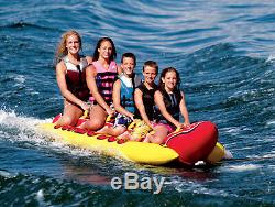 AIRHEAD HD-5 Jumbo Hot Dog 5 Person Rider Inflatable Towable Lake Boat Tube