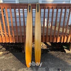 AVENGER 1 TUNNEL CONCAVE VINTAGE WOODEN WATER SKIS 65 INCHES AVANTI WESTERN Pair