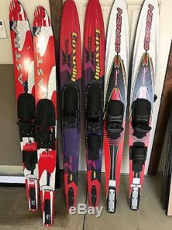 Adult Mens women Water Skis + Bindings & Slalom and wake Board Package