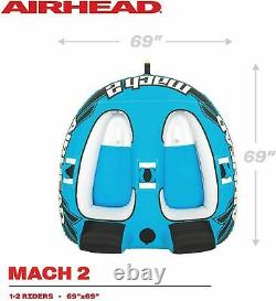 Airhead AHM2-2 Mach 2 Inflatable 2 Rider Cockpit Lake Boating Water Towable Tube