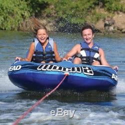 Airhead AHM2-2 Mach 2 Inflatable 2 Rider Towable Tube with Buoy Tow Rope & Pump