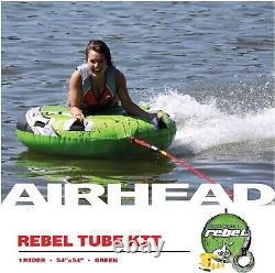 Airhead AHRE 12 Rebel Single Rider Lake Boat Towable Tube with Rope and Pump Kit