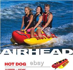 Airhead Hot Dog 3, 1-3 Rider Towable Tube for Boating