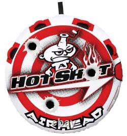 Airhead Hot Shot 2 Inflatable Round Single Rider Towable Tube with 60' Tow Rope