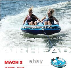 Airhead Mach 2 Rider Towable Tube for Boating And Watersports Blue 69 x 69