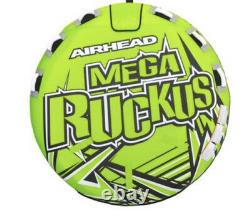 Airhead Mega Ruckus 3-Person Rider Inflatable Towable Boat 70 Deck Tube Water