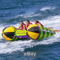 Airhead Thrust Inflatable Boat Towable Water Sport Deck Inner Tube, 3 Riders