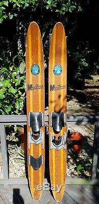 All Original Unrestored Vintage Mustang Cypress Gardens Wooden Water Skis RARE