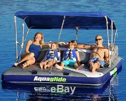 Aquaglide Airport Bimini Lake Island Raft Lounger Float & Towable With Shade Top