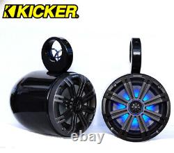 Black Coated Wakeboard Speaker Kicker KM654LCW LED 6.5 Marine Speaker Installed