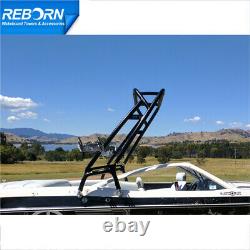 Black Reborn Launch X Forward-facing Wakeboard Tower Fast Install & Fold Down