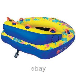 Body Glove Bayside 2 Person Yellow Water Skiing Inflatable Towable Tube, PVC, NEW