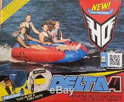 HO SPORTS DELTA 4 4 PERSON WATER SPORTS TOWABLE TUBE RED/BLUE WITH ROPE NEW