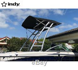 Indy Max forward facing boat wakeboard tower black w indy max foldable bimini