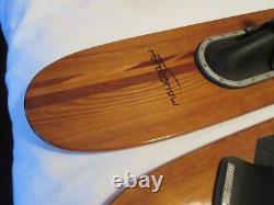 Maherajah Maha 41 1/2 Very Rare Pair Wood Trick Water Skis Good Rubber Vintage