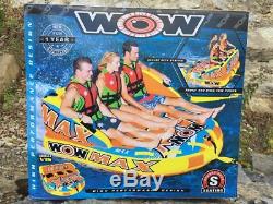 NEW 1,2,3 person inflatable WOW MAX 2 way towable water ski raft tow tube WOW