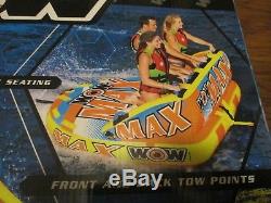 New 1, 2,3 Person Inflatable Wow Max 2 Way Towable Water Ski Raft Float Tow Tube