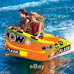 New 1, 2 Person Inflatable Wow Flash 2 Way Towable Water Ski Raft Float Tow Tube
