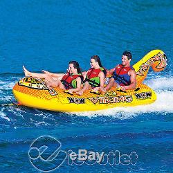 New Wow 3 Person Viking Ship Inflatable Tow Lake Boat Tube Towable Water Raft