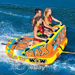 New Wow Max 1-3 Person Inflatable Tow Lake Boat Tube Towable Chariot Water Raft