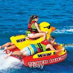 New Wow Super Ducky 1-3 Person Inflatable Tow Lake Boat Tube Towable Water Raft