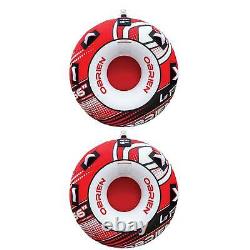 OBrien 66 Heavy Duty One Rider Towable Lake Tube with Tow Line Connector (2 Pack)