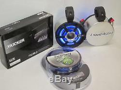 POLK Silver Mini LED WithAmp & kit Bluetooth R Cage Speakers UTV RZR Can Am Jeep
