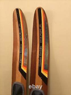 Pair VTG Cypress Gardens Dick Pope JR Waterskiing Water Ski Wood 67 Set Decor