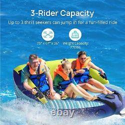Premium 3 Person Towable Tube Inflatable Sitting Triple Rider Water Boat new