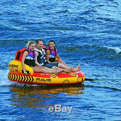 Rave Sports Epic 78 Inch 3 Rider Seated Inflatable Towable Double Water Tube