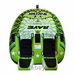Rave Sports Warrior II 2 Rider Double Seat Inflatable Towable Water Tube, Green