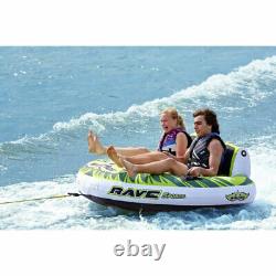 Rave Sports Warrior II 2 Rider Double Seat Inflatable Towable Water Tube, Green