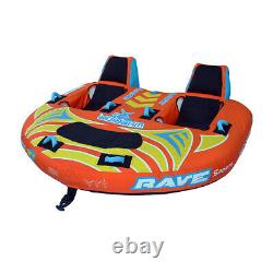 Rave Sports Warrior X3 3 Rider Double Seat Inflatable Towable Water Tube, Orange