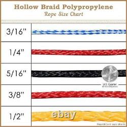 Rope and Cord Hollow Braid Polypropylene Rope 1/2' 1000 Foot Spool