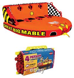 SPORTSSTUFF 53-2218 Great Big Mable 4-Rider Inflatable Towable Tube with Tow Rope
