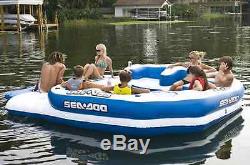 Sea Doo Mega Island 8 Person Inflatable Party Raft Water Lake Float w 4 Speakers