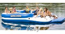 Sea Doo Mega Island 8 Person Inflatable Party Raft Water Lake Float w 4 Speakers