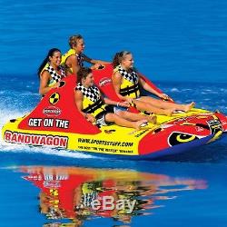 SportsStuff Bandwagon 2+2 Inflatable Water 4 Rider Tube Boat Towable 53-1620